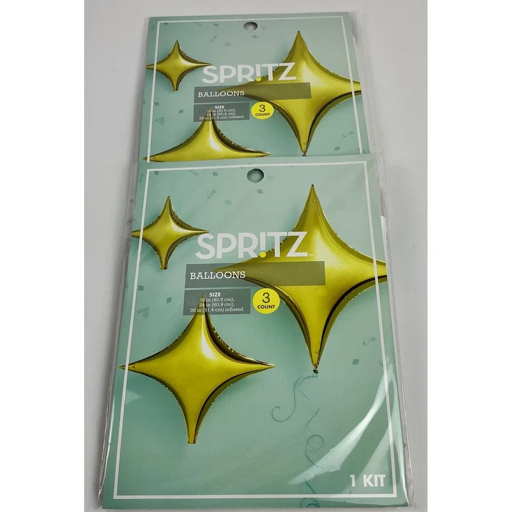 2 Packs of 3 Gold Star Balloons Kit Party Decorations‎ Bundle 16